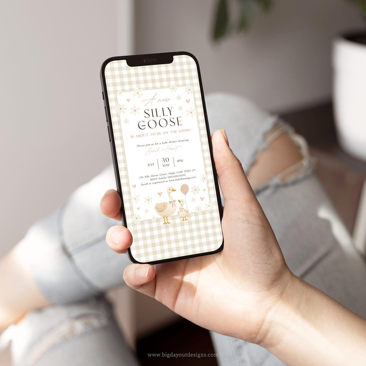 Digital mother goose baby shower invitation