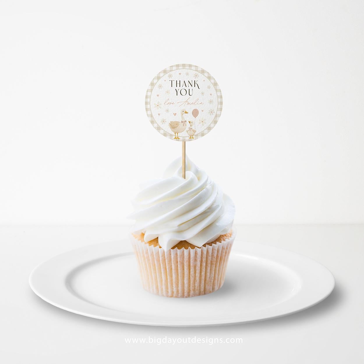 Gingham baby shower printable thank you tag