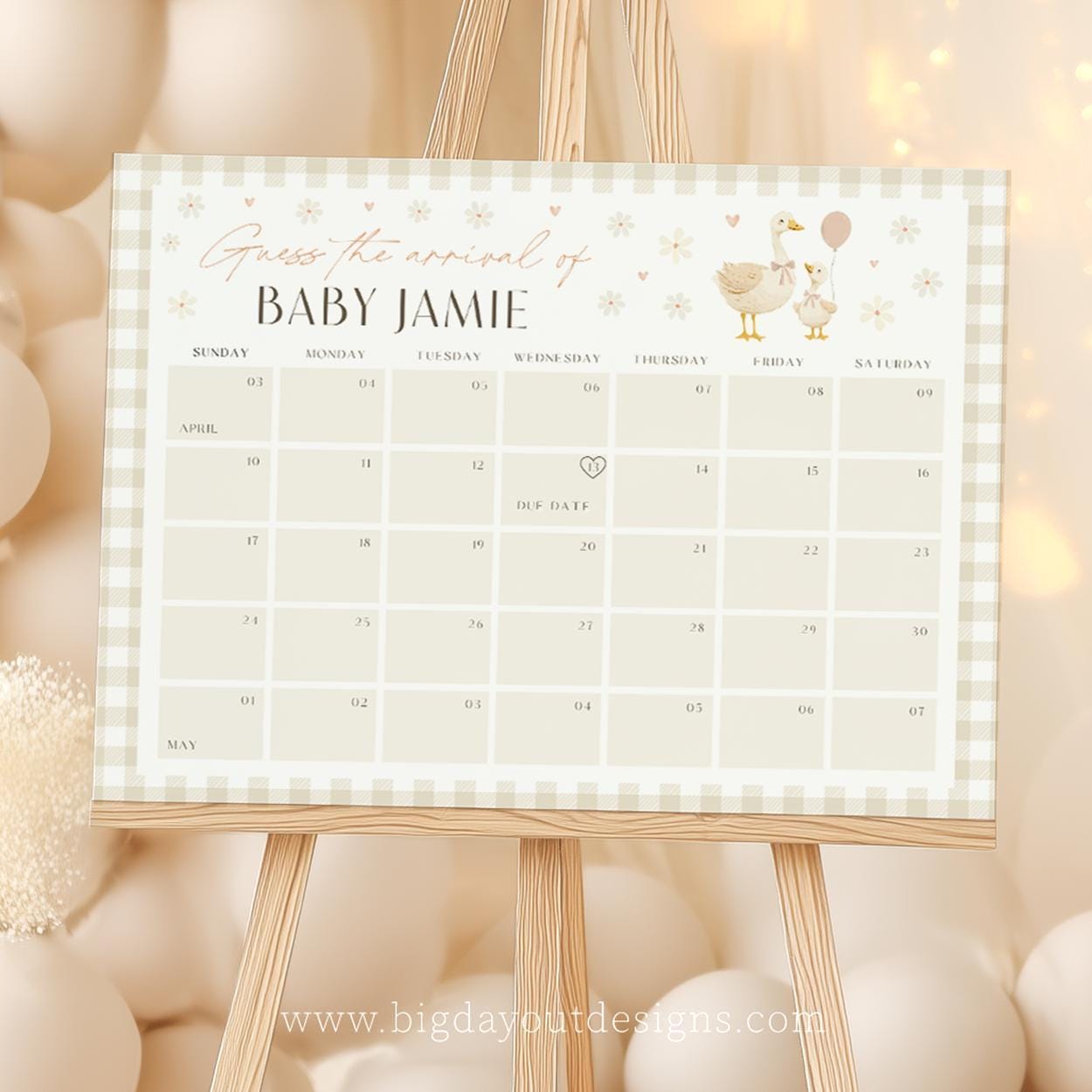Fun baby shower guessing game template