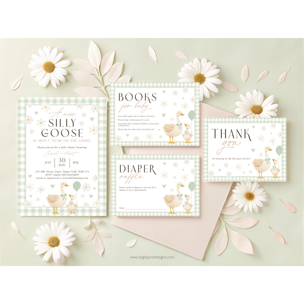 Sage green mother goose baby shower decorations