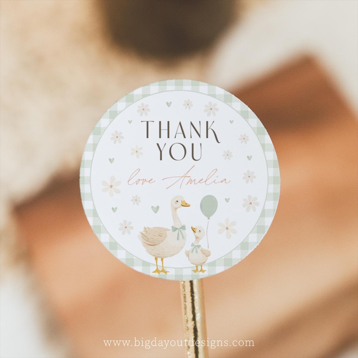 Mother Goose birthday party favor tag
