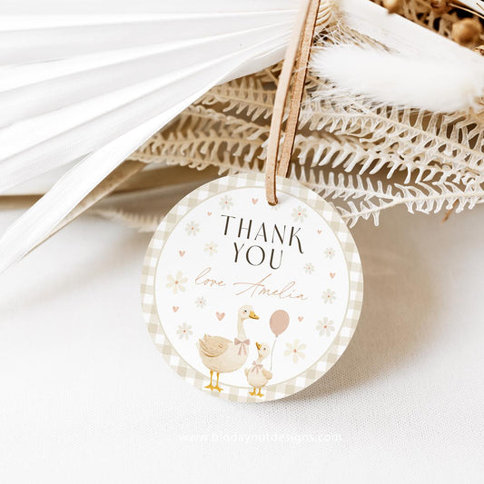 Little goose thank you label for baby sprinkle