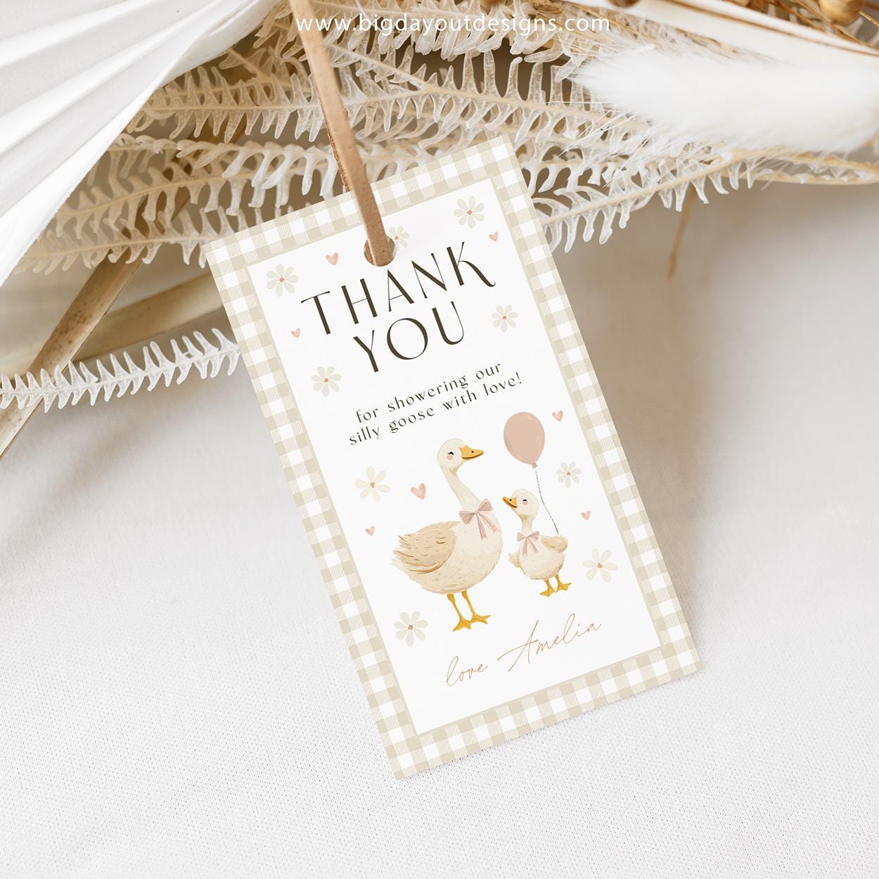 Cute goose thank you tag printable decor