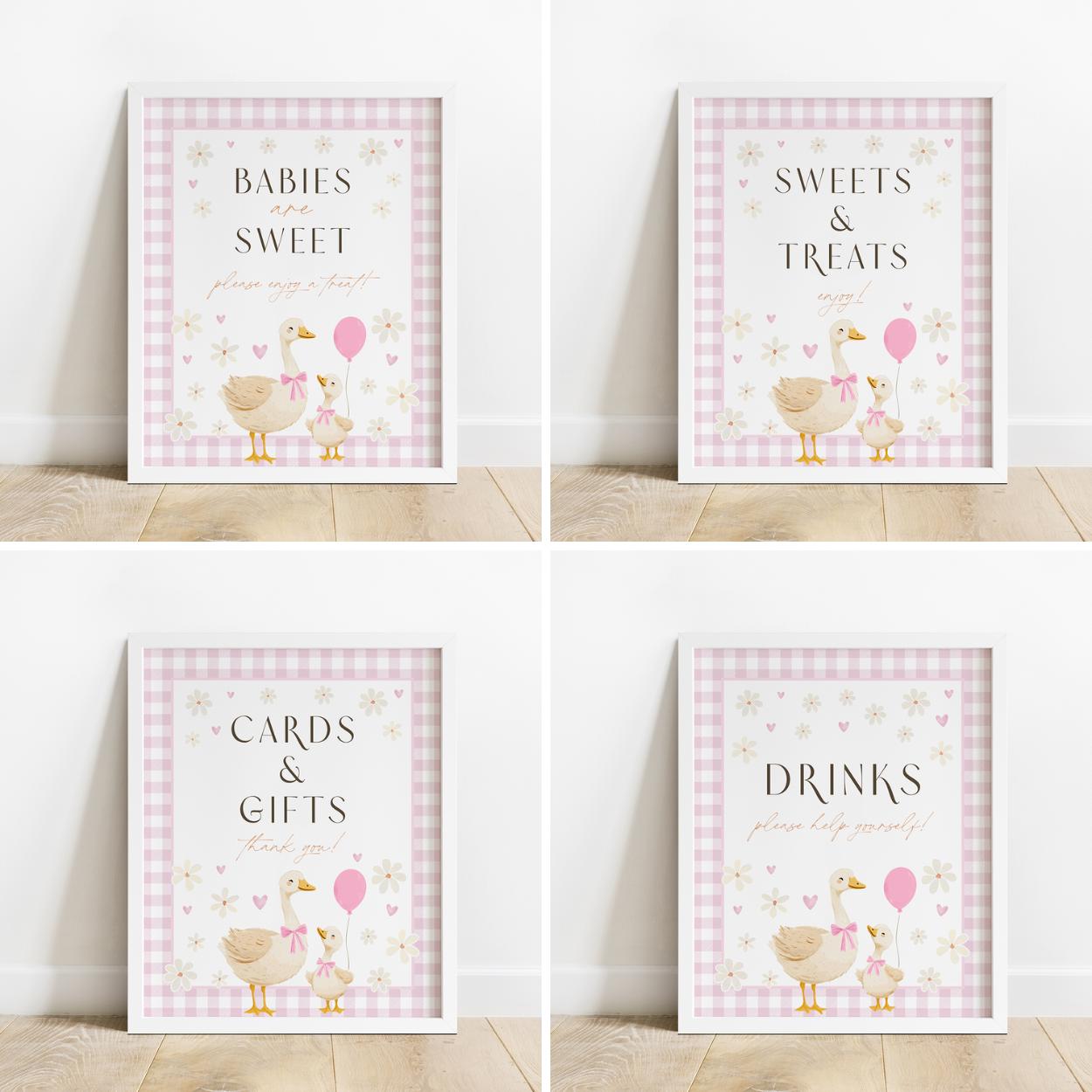 Mother goose pink baby shower printable sign