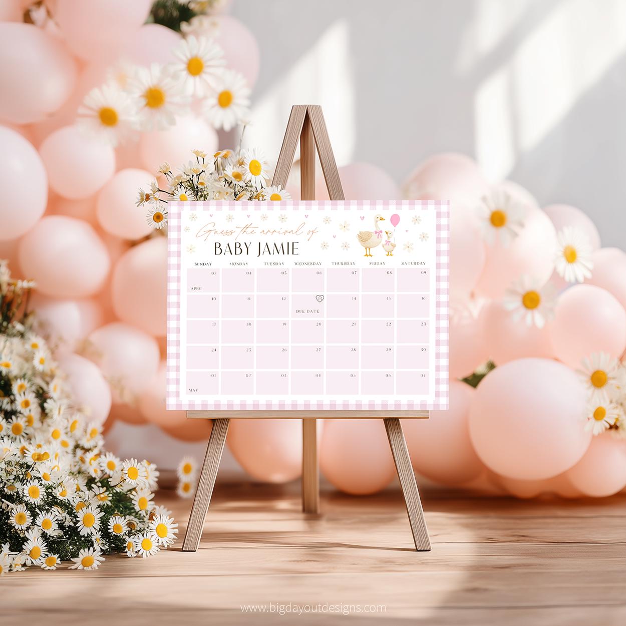 Mother goose theme guess baby’s birth date calendar