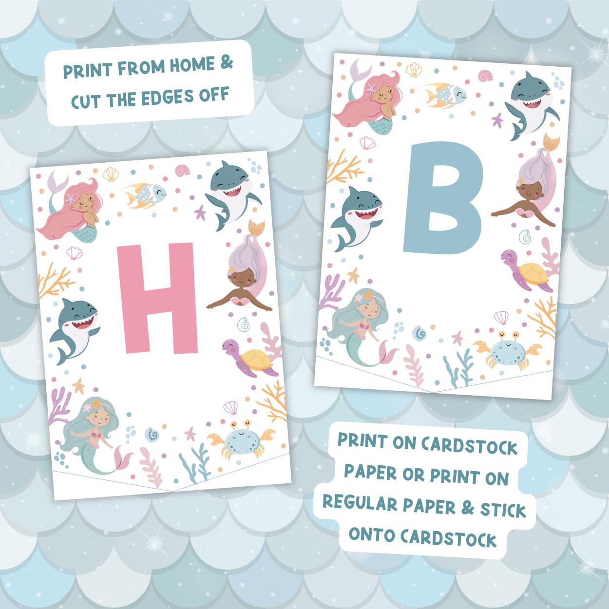 Editable ocean party decorations boy and girl