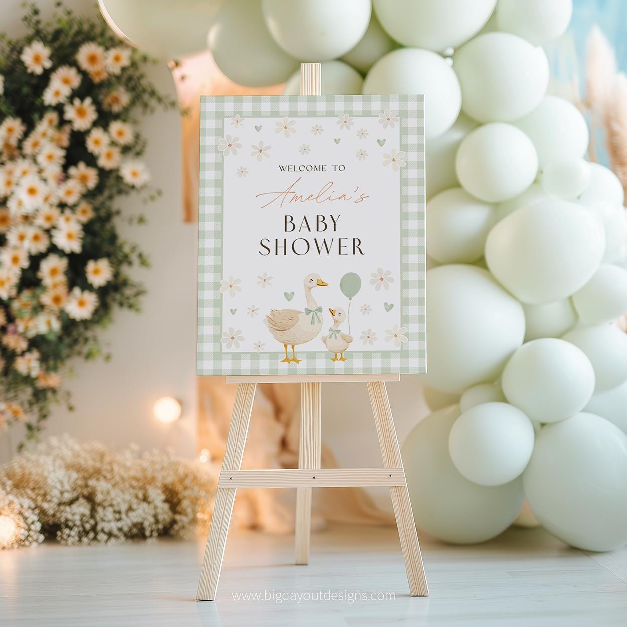 Little goose on the loose theme baby shower decor