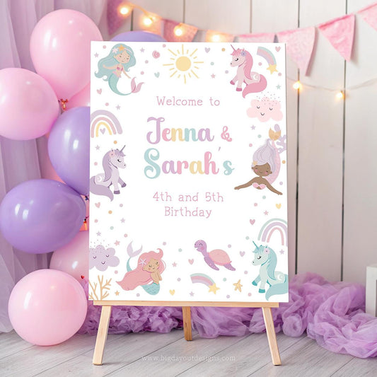 Rainbow sister party welcome sign