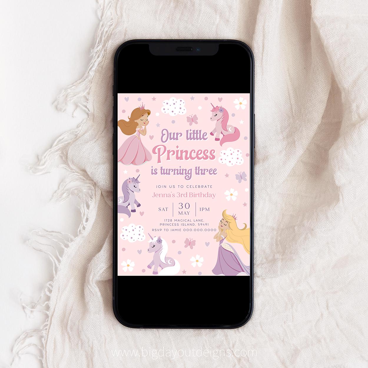 Girl’s magical third birthday party invitation