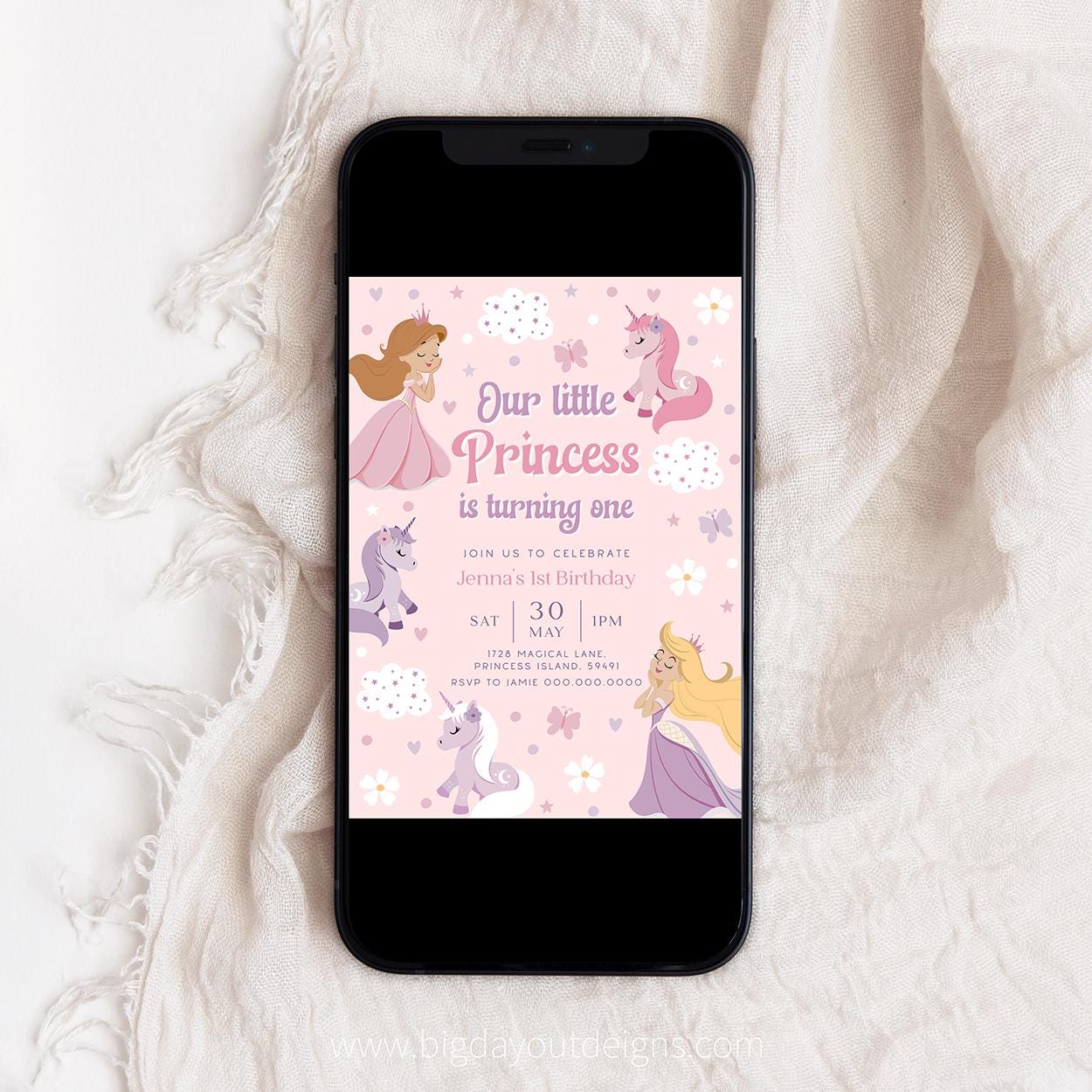Printable little princess invitation