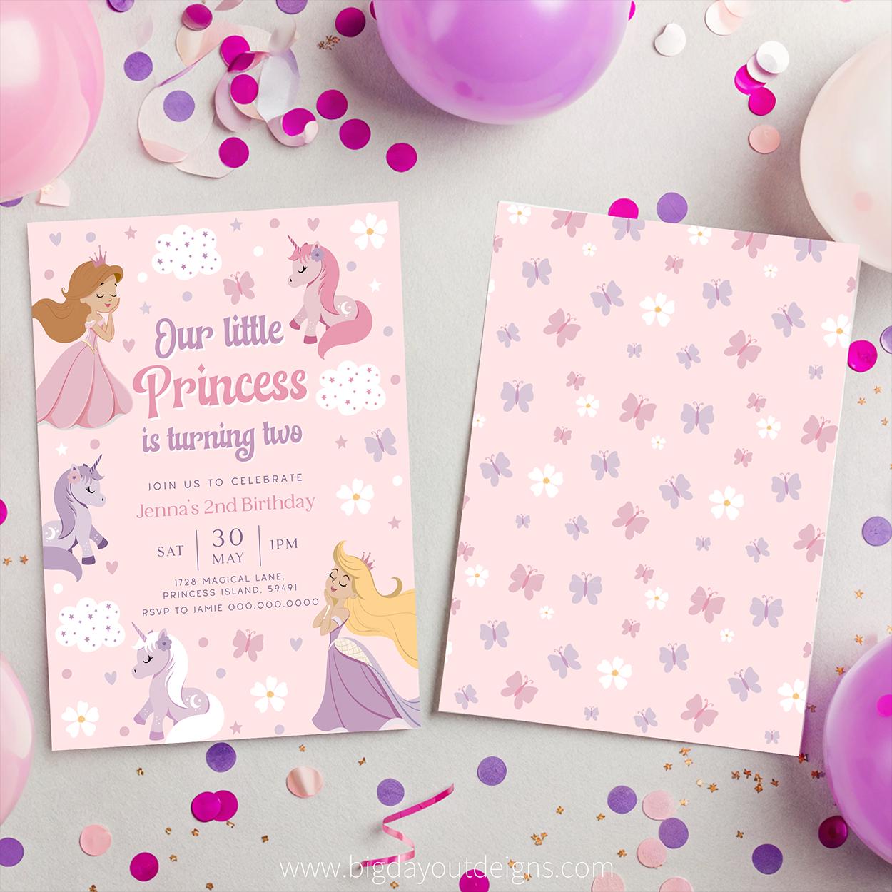 Little princess second birthday invite