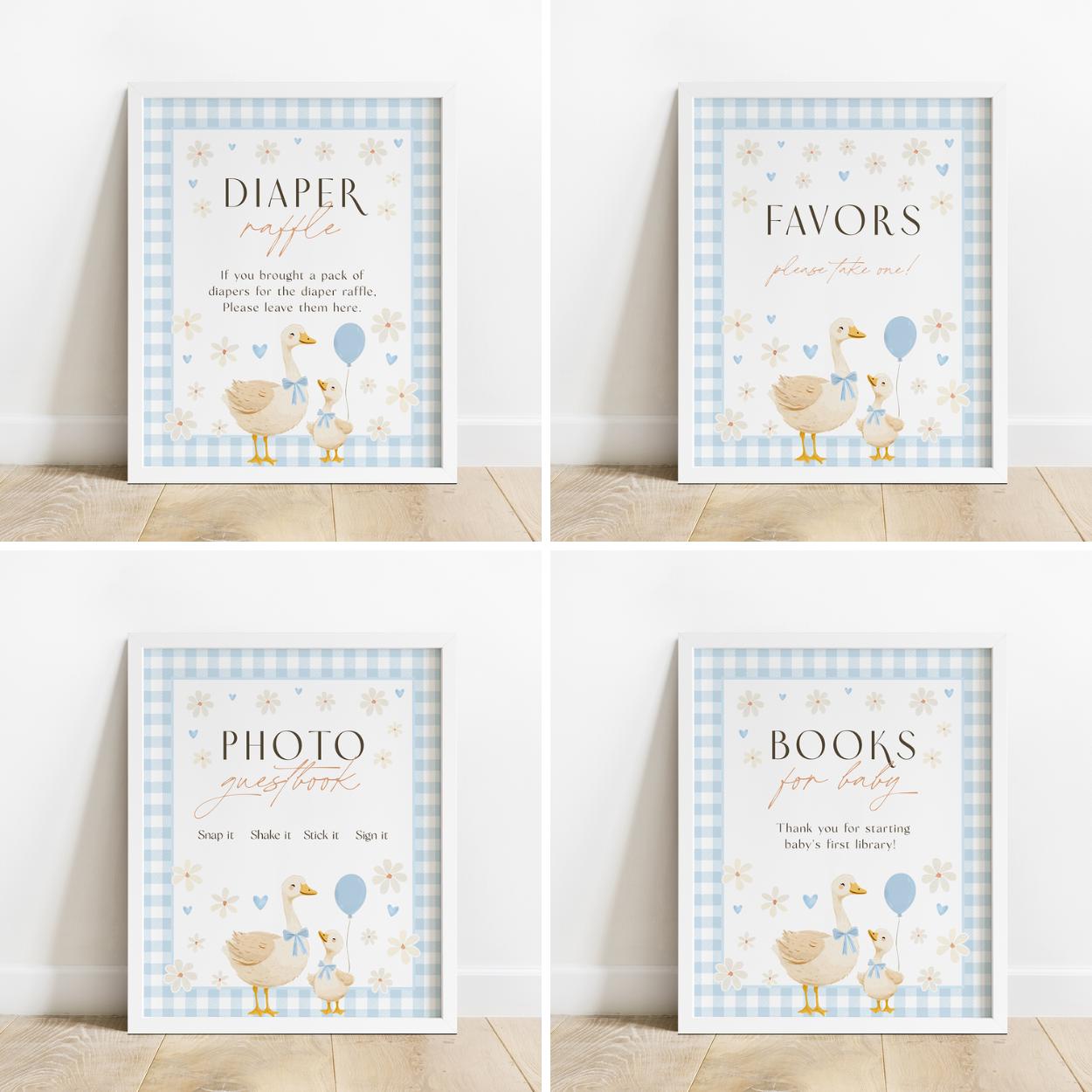 Mother Goose theme party table signs