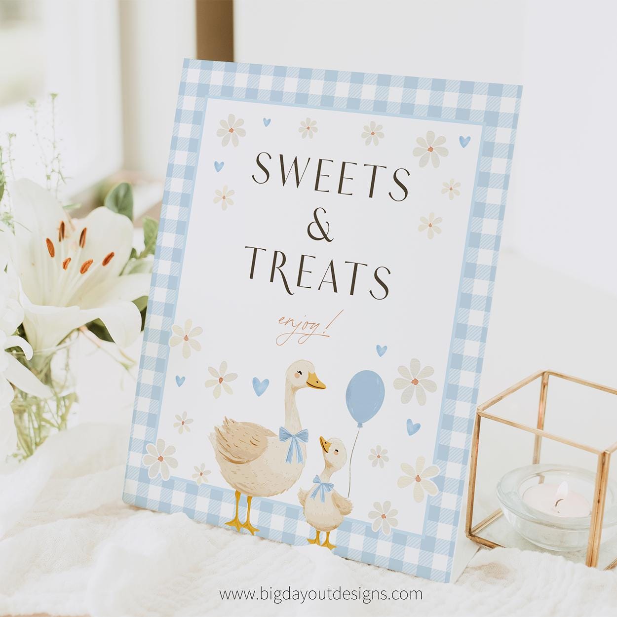 Mama and baby goose shower sign printable