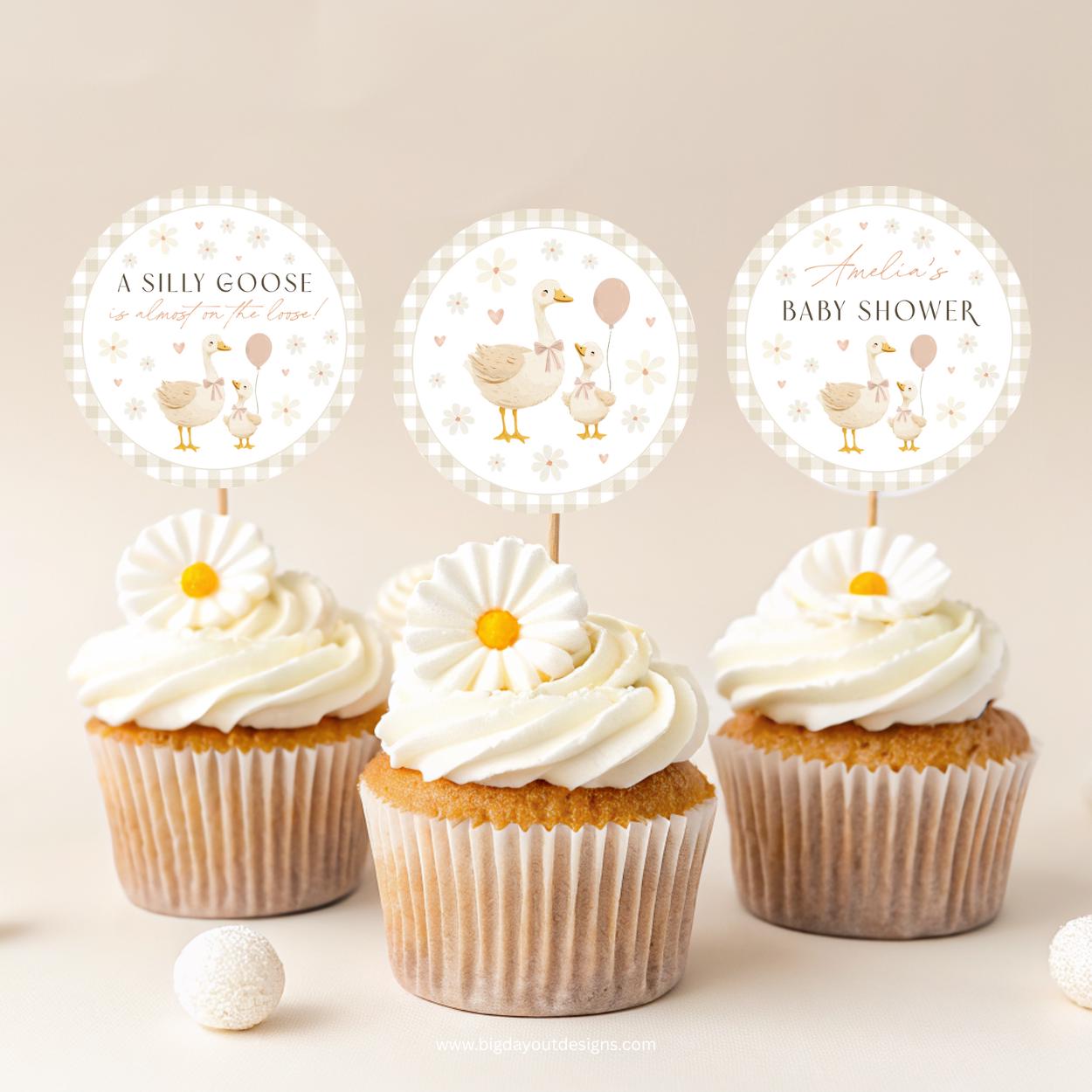 Printable silly goose cupcake toppers