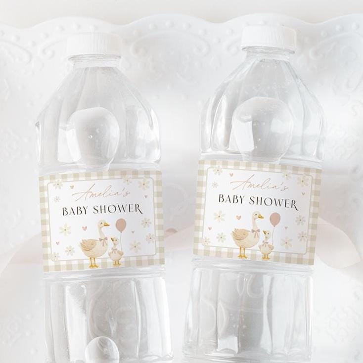 Printable silly goose water bottle labels for baby shower