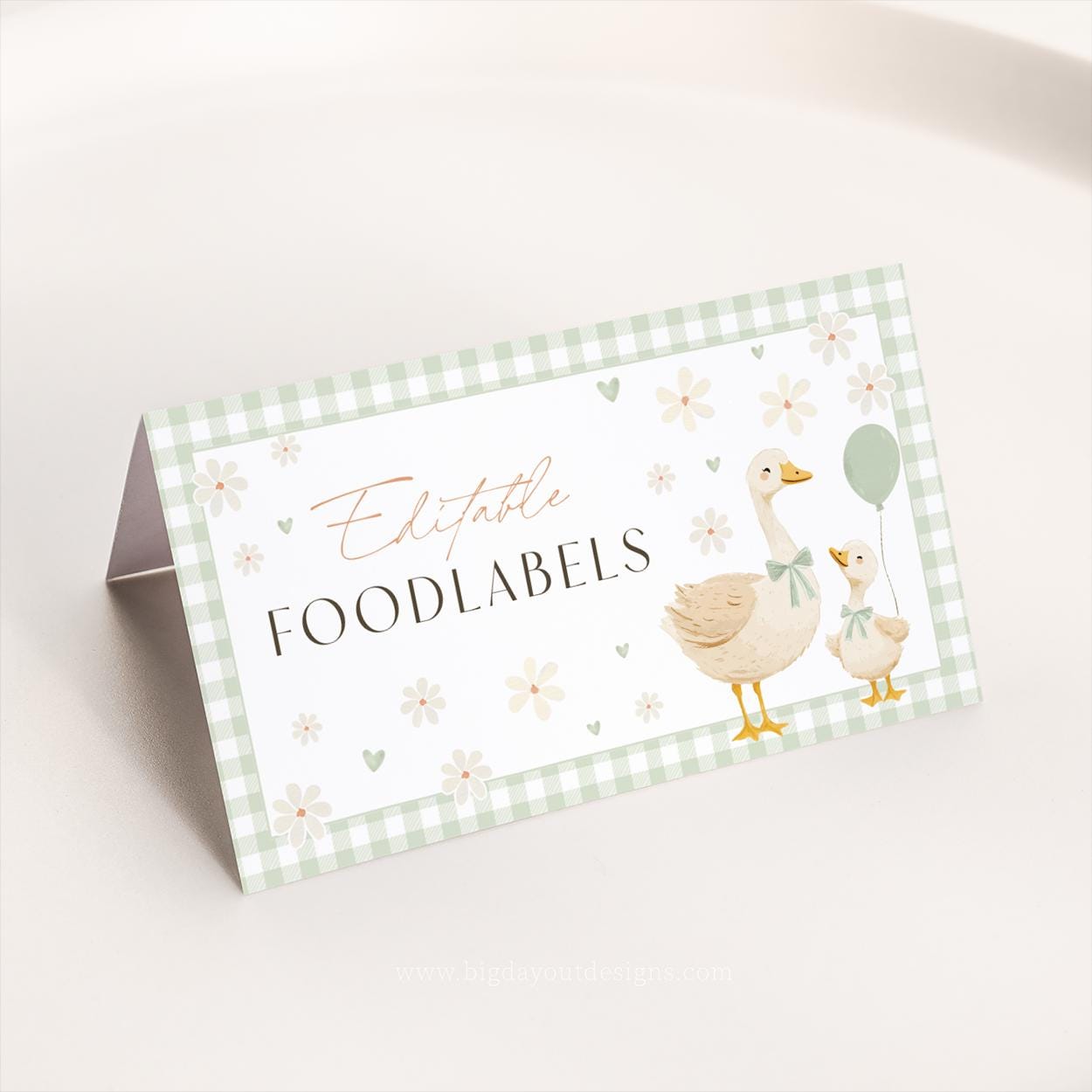Gender neutral gingham buffet food label
