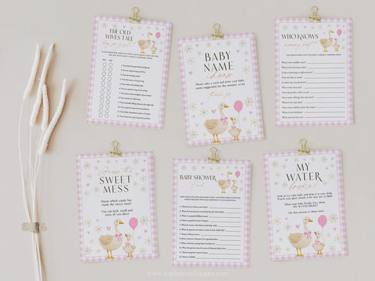 Printable little goose party game set