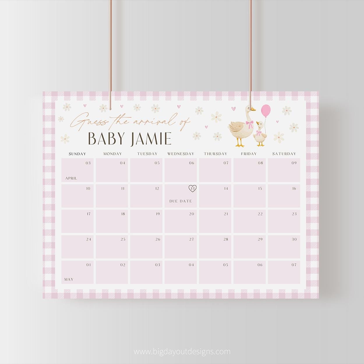 Girl baby shower prediction sign printable template