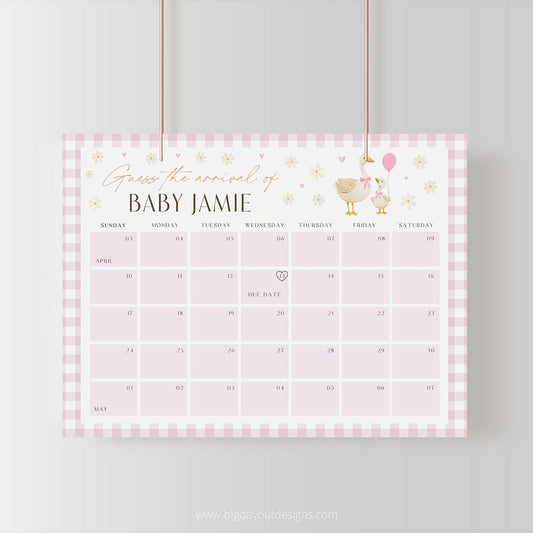 Girl baby shower prediction sign printable template