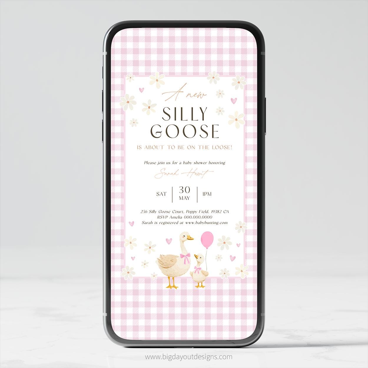 Editable girl baby shower mobile invitation