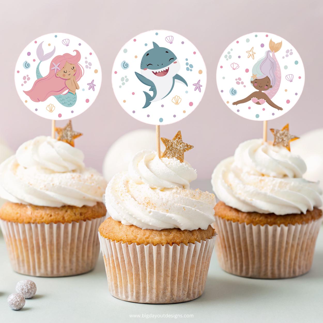 Custom printable cupcake toppers ocean theme