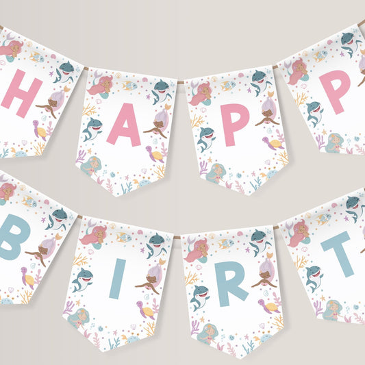 Under the sea birthday garland for siblings