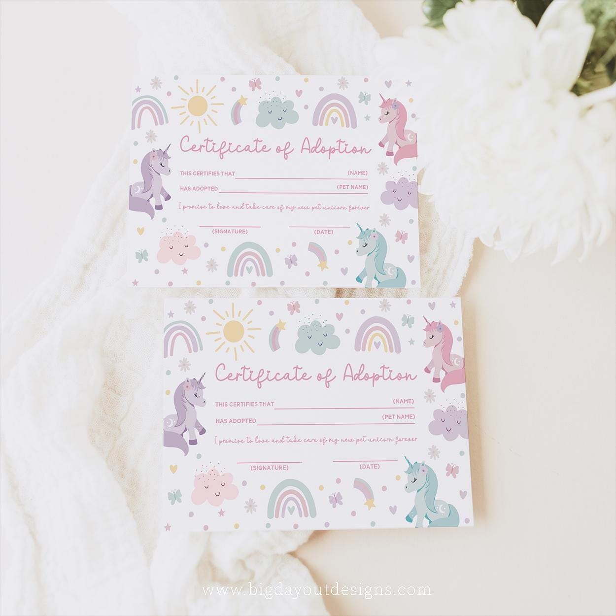 Printable unicorn birthday decor for girls