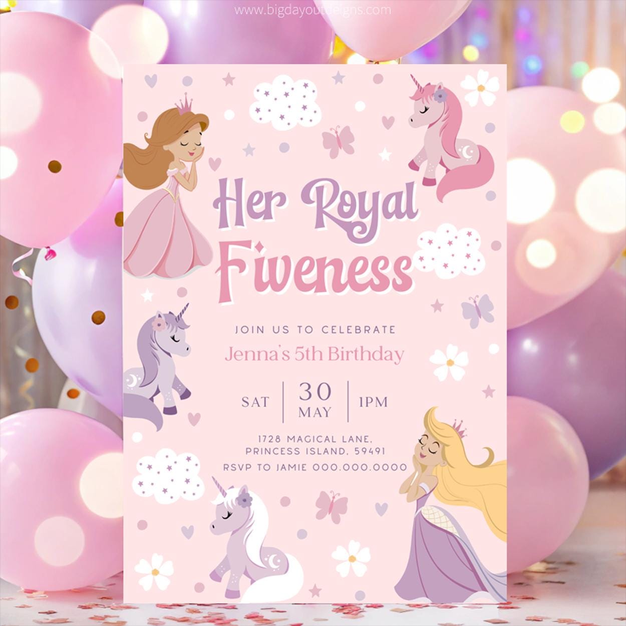 Pastel birthday invitation for girl