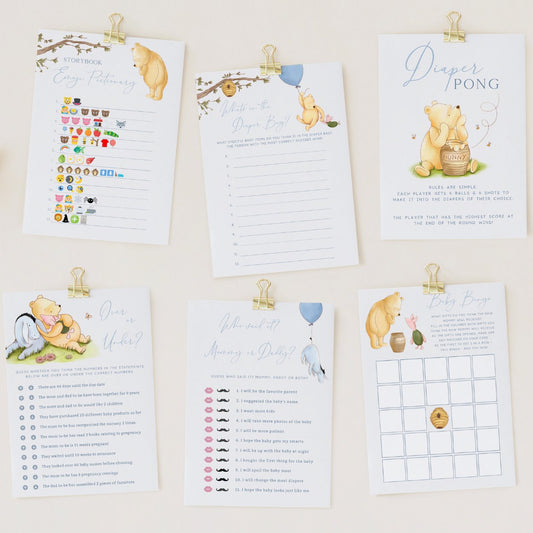 Winnie the Pooh 60x Baby Shower Games Bundle - Big Day Out
