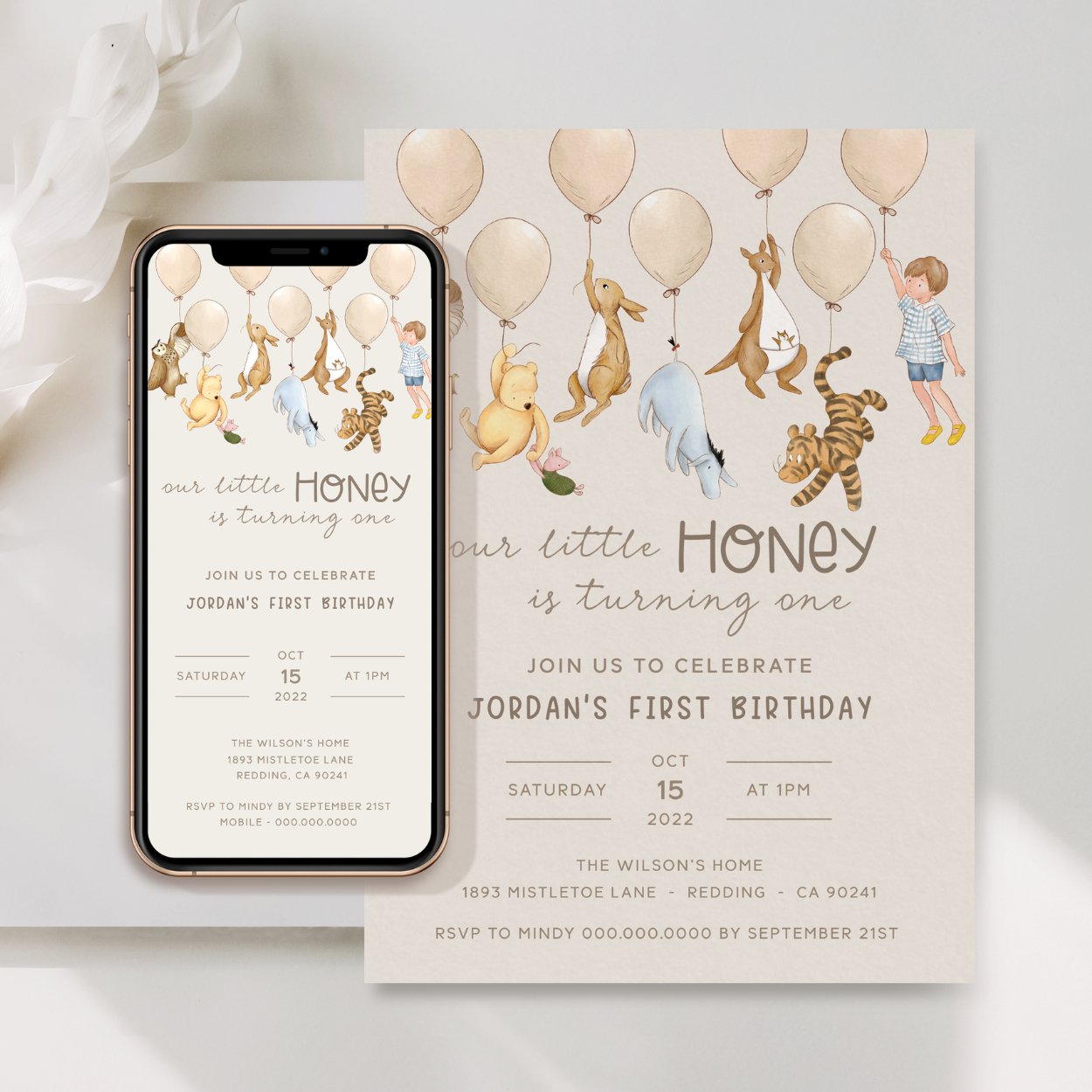 Winnie the Pooh Invitation Custom Digital Template Big Day Out
