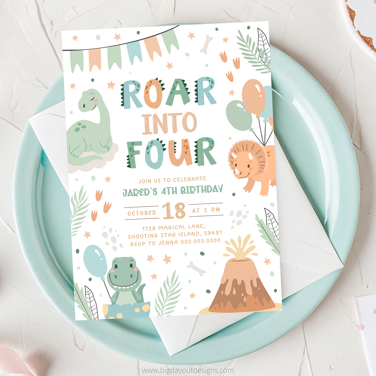 Dinosaur Birthday Invitations