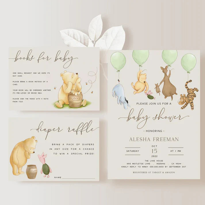 Winnie the Pooh 1st Birthday Invitations