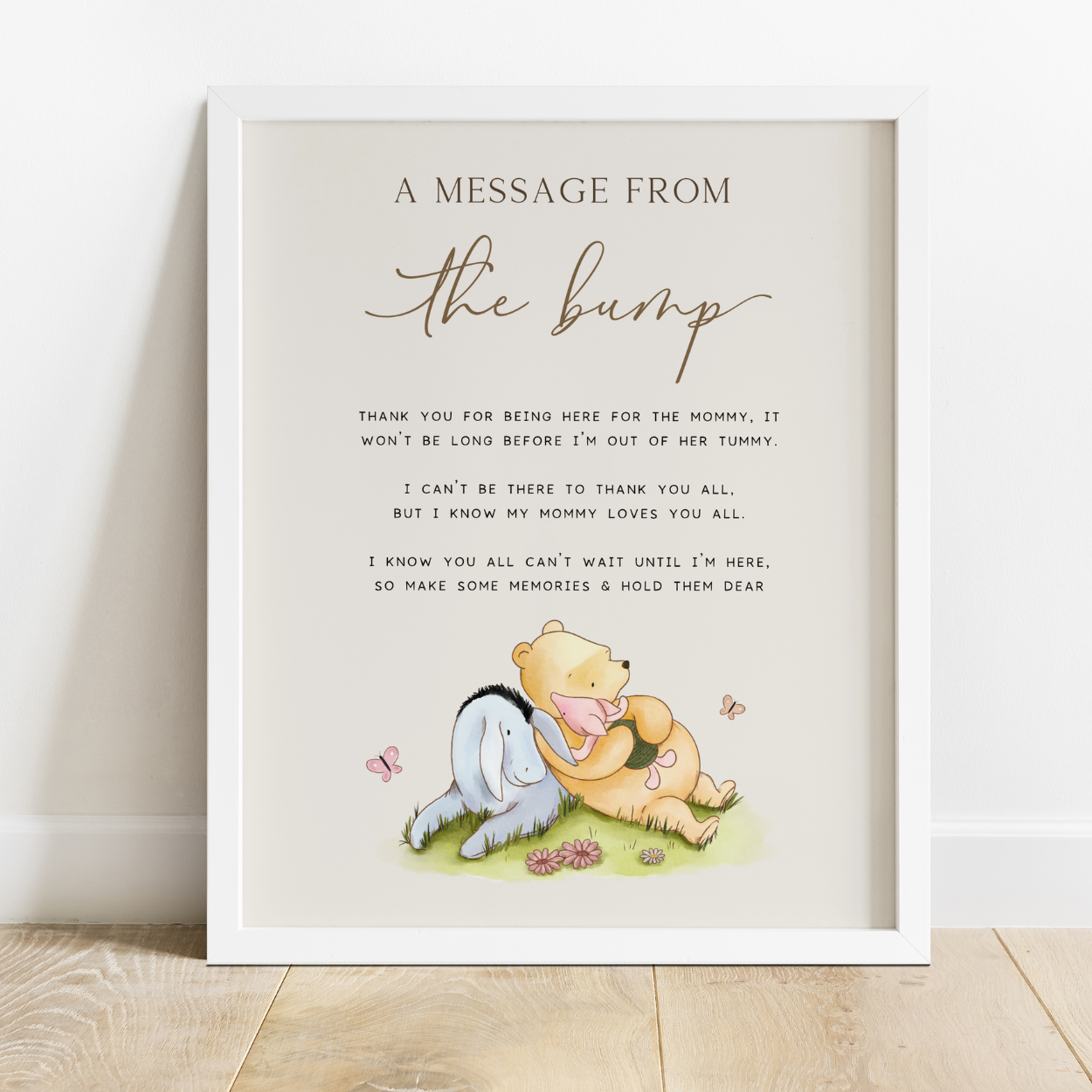 message from the bump sign - winnie the pooh baby shower