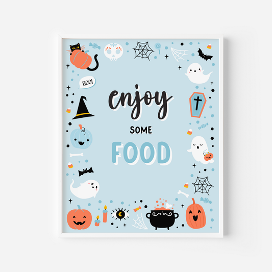 Blue Ghost Halloween Food Sign