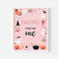 Pink Ghost Halloween Favors Sign