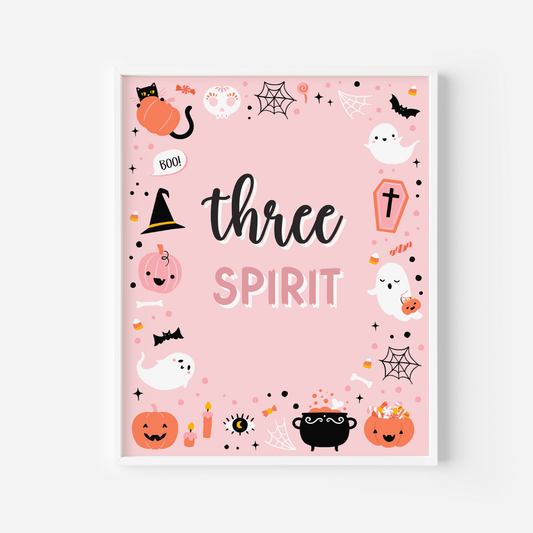 Pink Ghost Halloween Three Spirit Sign