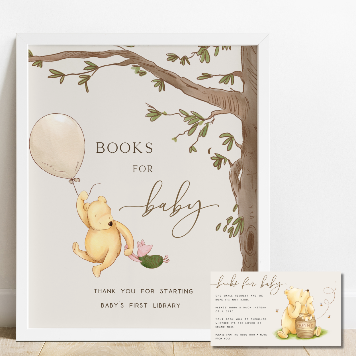 books for baby sign and ticket - pooh bear