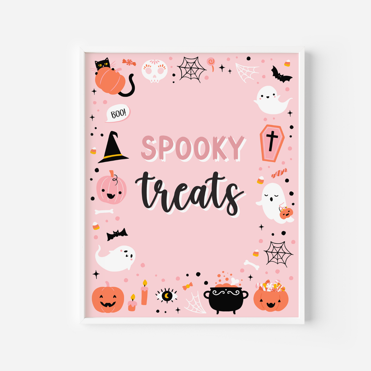 Pink Ghost Halloween Spooky Treats Sign