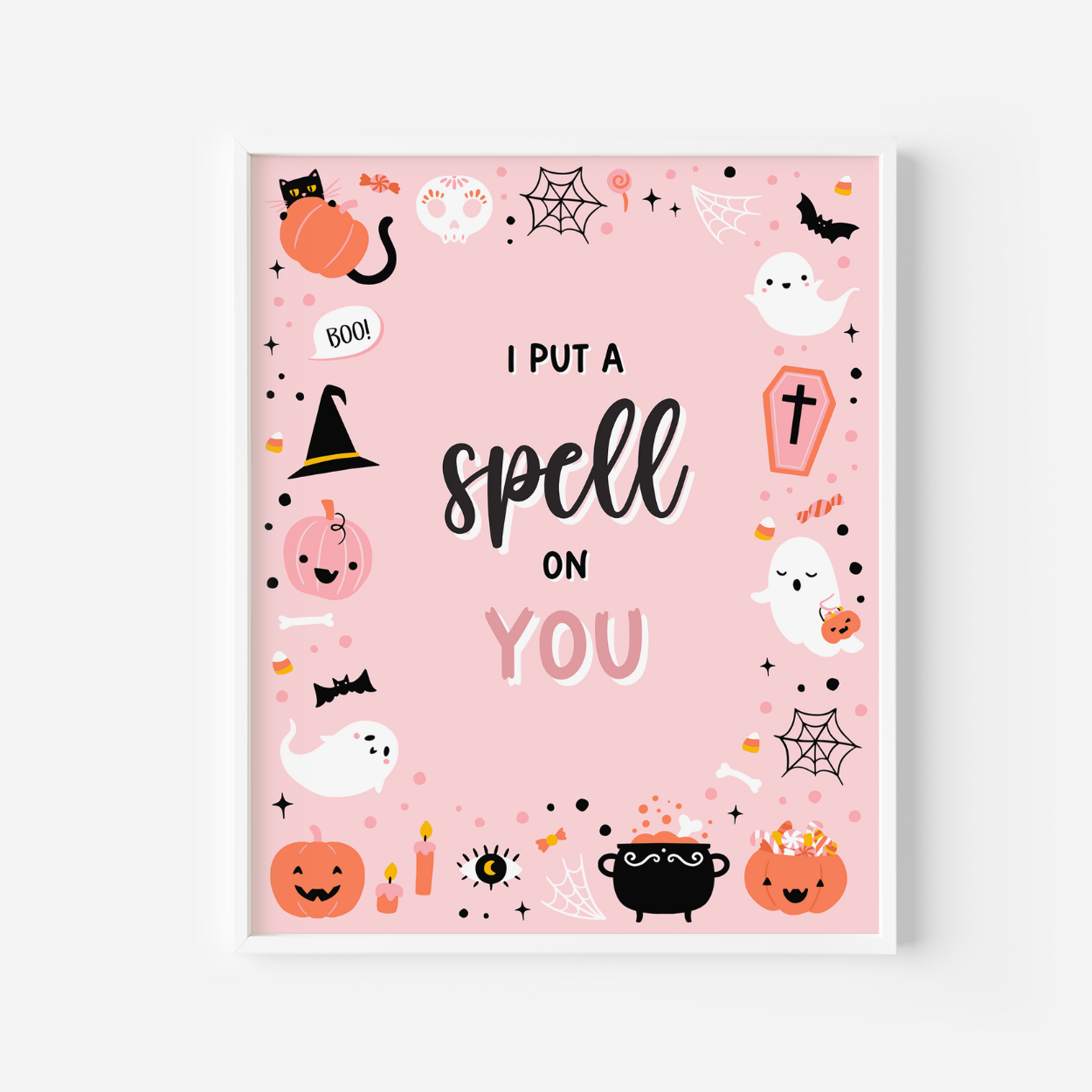 Pink Ghost Halloween Spell On You Sign