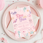 Underwater-themed birthday invitation card on a pink plate with a envelope.