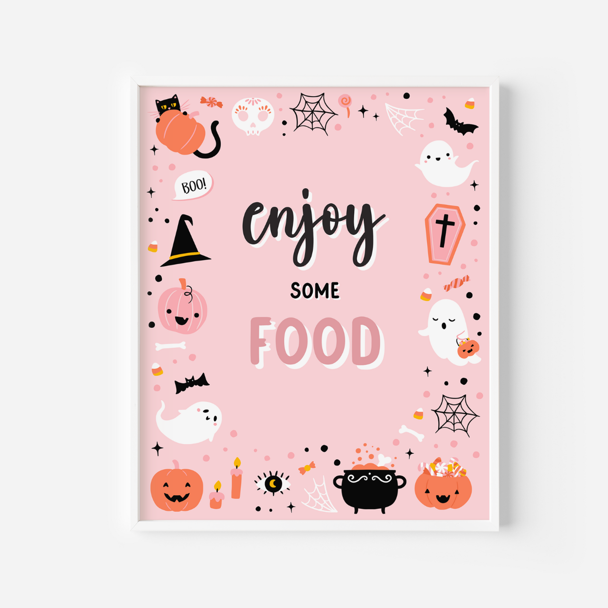 Pink Ghost Halloween Drinks Sign