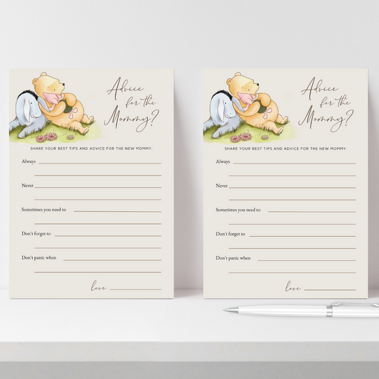 winnie the pooh game
game baby shower
pooh printables
classic pooh print
games advice
parental advice game
vintage pooh shower
pooh baby shower
editable template
baby advice card
mom advice
baby shower advice
advice card games