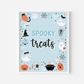 Blue Ghost Halloween Spooky Treats Sign