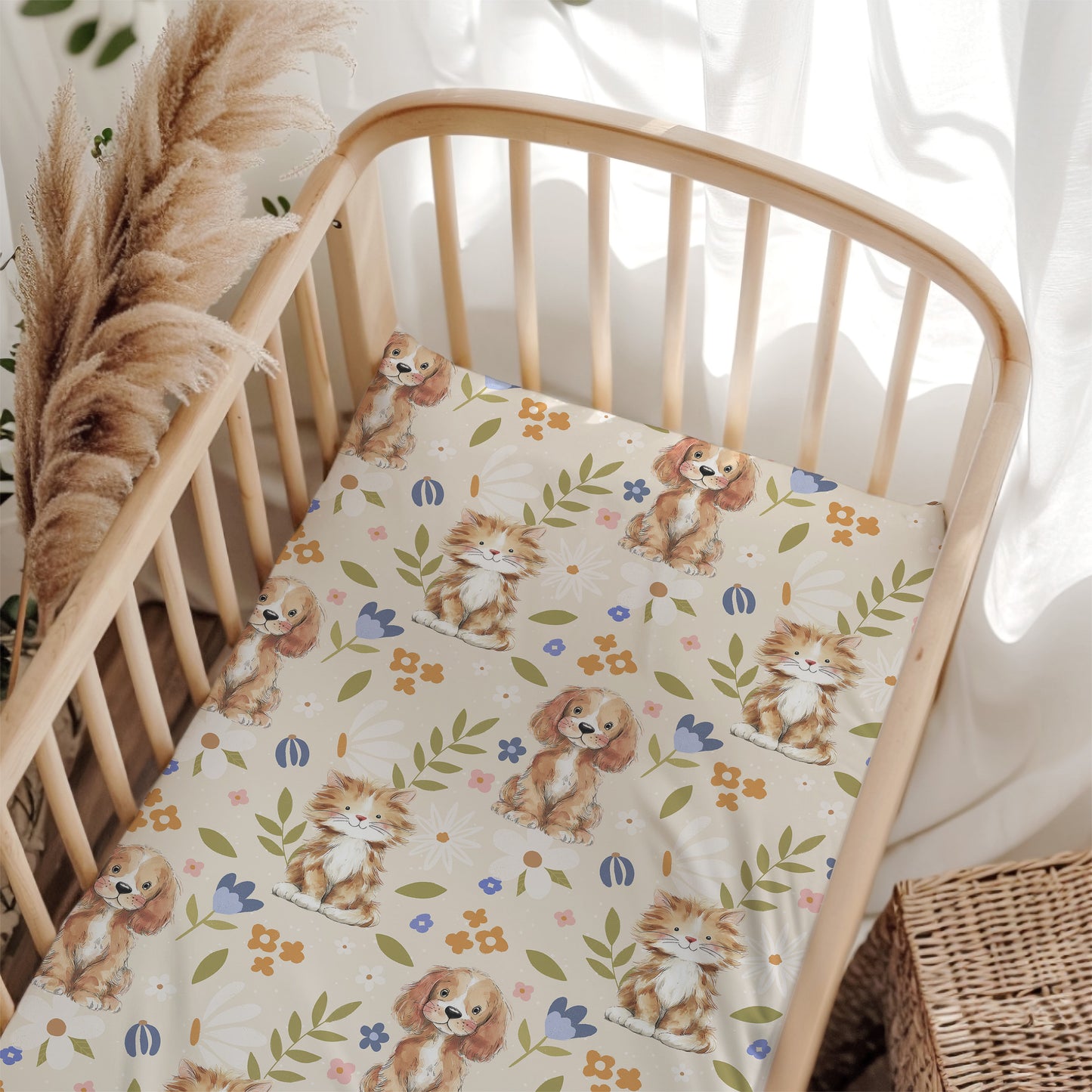 Dog and Cat Crib Fitted Sheet