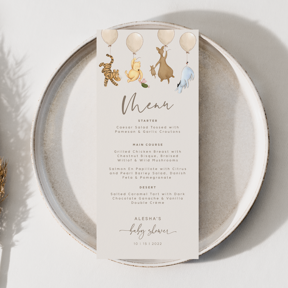 winnie the pooh baby shower menu