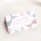 Editable mermaid food labels printable – purple pastel tent cards