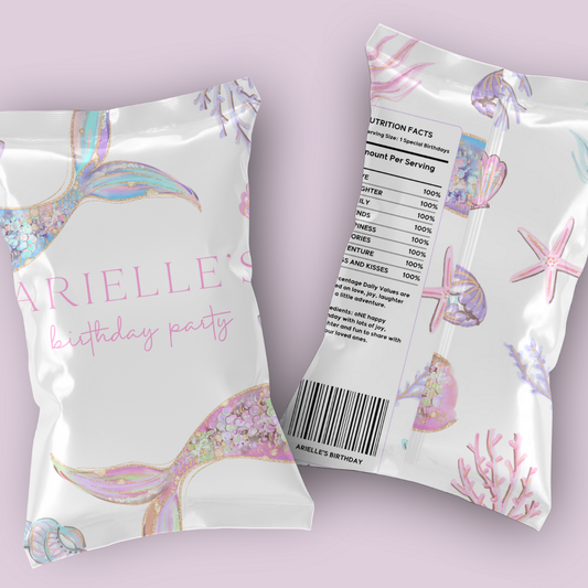 DIY printable mermaid birthday party snack bag