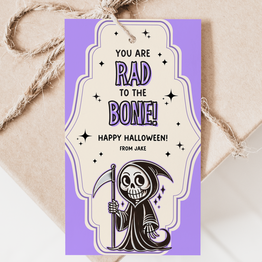 Retro Halloween Grim Reaper Gift Tag