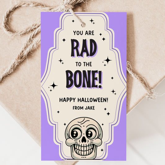 Retro Halloween Skull Gift Tag
