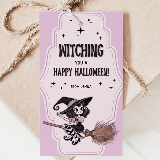 Retro Halloween Witch Gift Tag